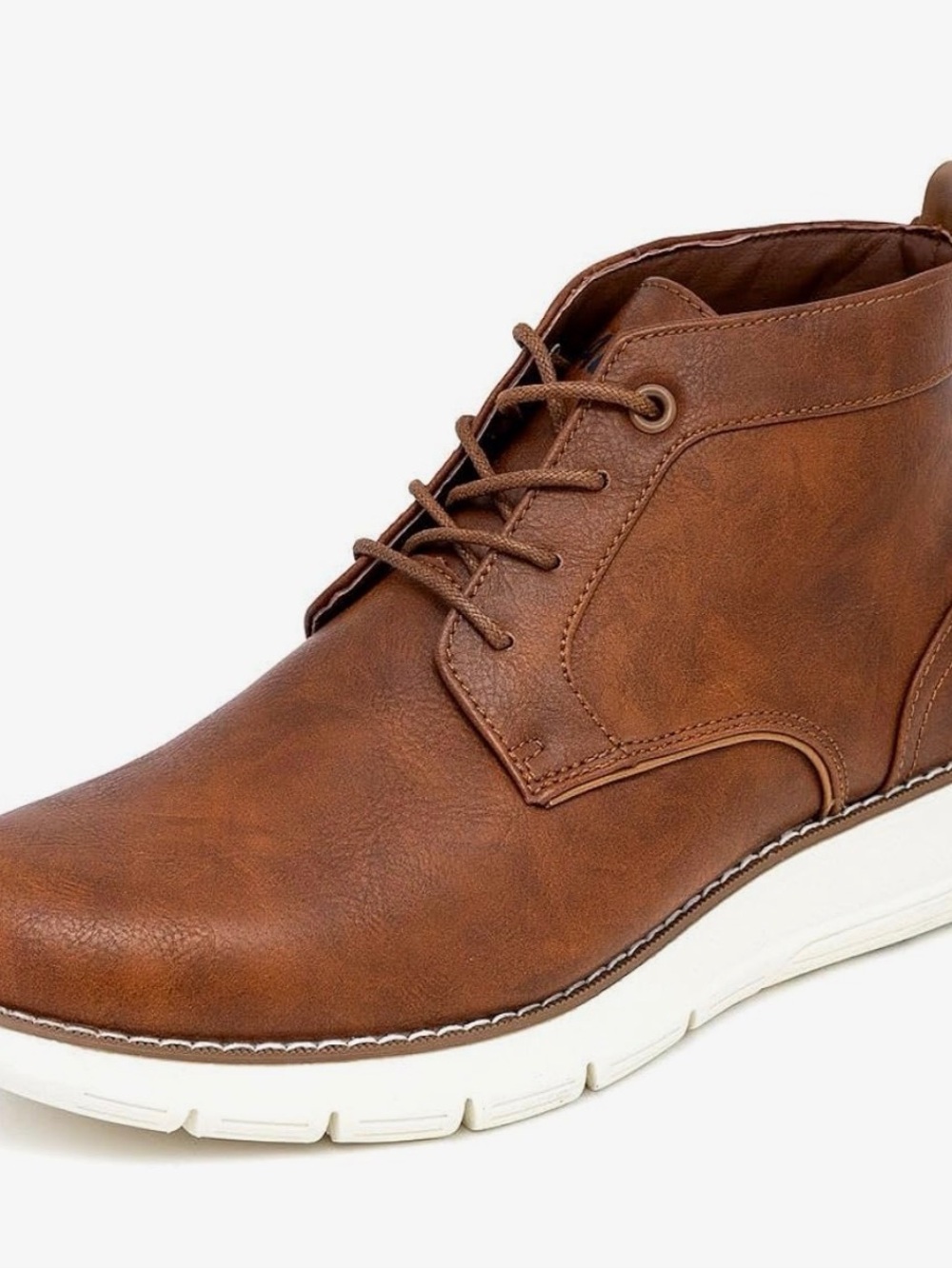 Nautica Men's Tan/Brown Leather Chukka Boots with White Sole